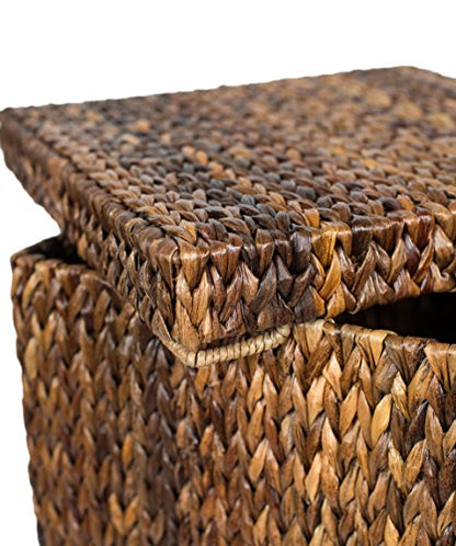 BIRDROCK HOME Woven Seagrass Storage Ottoman Cube with Lid, Espresso, 18” - color: Espresso