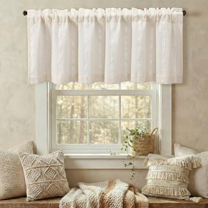 Boho Kitchen Valance for Windows, 52 x 18 Inch, 1 Panel - color: Light Beige, size: 52"W x 18"L (Pack of 1)