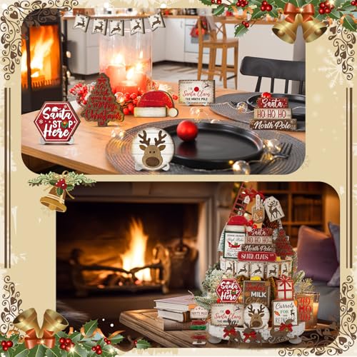 Croblissful 23 Pcs Christmas Tiered Tray Decor set, Red, Elk - color: Red, style: Elk