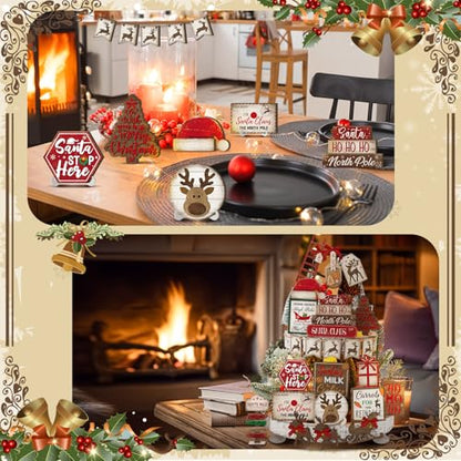 Croblissful 23 Pcs Christmas Tiered Tray Decor set, Red, Elk - color: Red, style: Elk