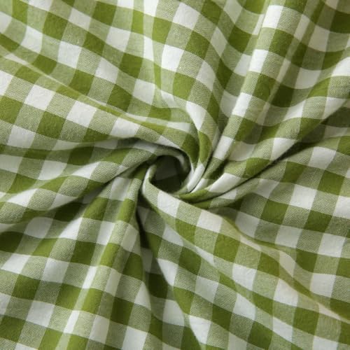 Silnuo Olive Green/White Gingham Ruffled Body Pillow Cover 20"x54" - color: Green/White, size: Body Pillow (20" x 54") - 1 Piece