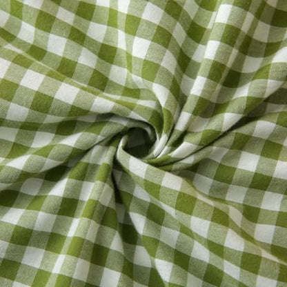 Silnuo Olive Green/White Gingham Ruffled Body Pillow Cover 20"x54" - color: Green/White, size: Body Pillow (20" x 54") - 1 Piece