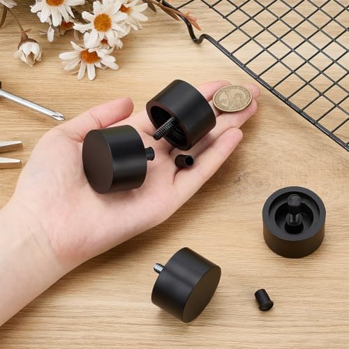 AHANDMAKER 4 Pcs Black Plastic Curtain Rod Finials 1.57in Diameter Decorative End Caps Replacement for Roman Rod Window Treatment Living Room Bedroom Home Decor - size: 40x38mm