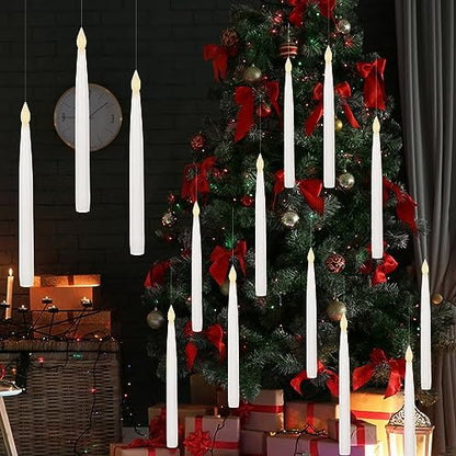 GenSwin 10.8" Flameless Floating Candles Wand Halloween Decorations - color: White-12