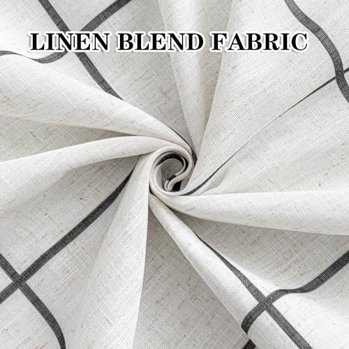 MYSKY HOME 100% Blackout Plaid Farmhouse Linen Curtains 54 Inch Long 2 Panels Set Double Layer Windowpane Drapes Thermal Insulated Privacy Protection Rod Pocket Back Tab, 52" W, Black - color: Black, size: 52"W x 54"L (Pack of 2)