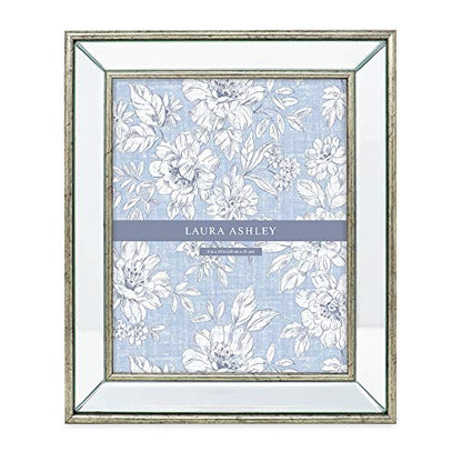 Laura Ashley 8x10 Silver Beveled Mirror Picture Frame Tabletop & Wall Mount - color: Silver, size: 8x10