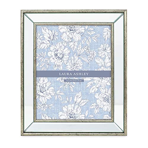Laura Ashley 8x10 Silver Beveled Mirror Picture Frame Tabletop & Wall Mount - color: Silver, size: 8x10