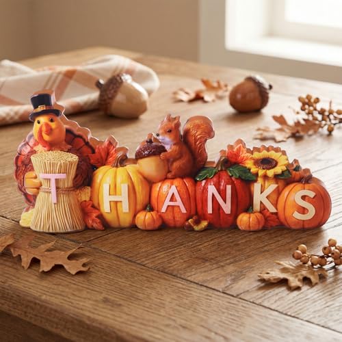 Amyhill Thanksgiving Decoration for Home Wooden Pumpkin Turkey Tabletop - style: Thanksgiving