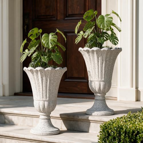 NicBex 24" Tall Urn Planters for Outdoor Plants Set of 2 - Grey Petal - color: Heather Grey - Colorful