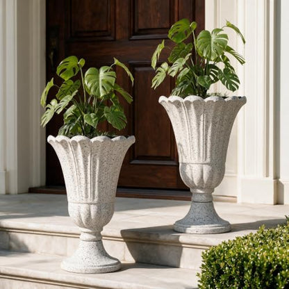 NicBex 24" Tall Urn Planters for Outdoor Plants Set of 2 - Grey Petal - color: Heather Grey - Colorful