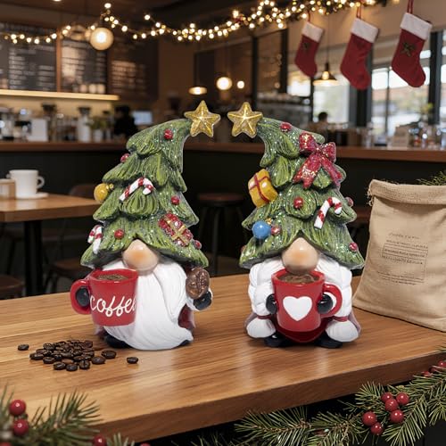 Hodao Christmas Gnomes Figurines Decoration, Holiday Tabletop Centerpiece - color: Red-green(2pcs)