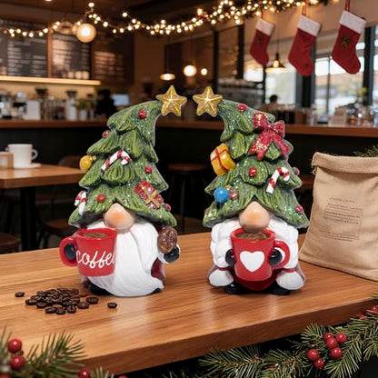Hodao Christmas Gnomes Figurines Decoration, Holiday Tabletop Centerpiece - color: Red-green(2pcs)