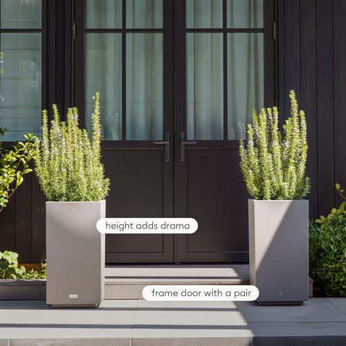 Veradek Block Series Pedestal Planter - Tall Rectangular Outdoor Planter - color: Gray, size: 32''H x 15.5''W -2 Pack