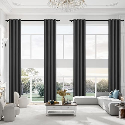 Extra Long Grommet Blackout Curtains, 1 Panel, Black, W52 x L156 - color: Black, size: 52"W x 156"L (Pack of 1)