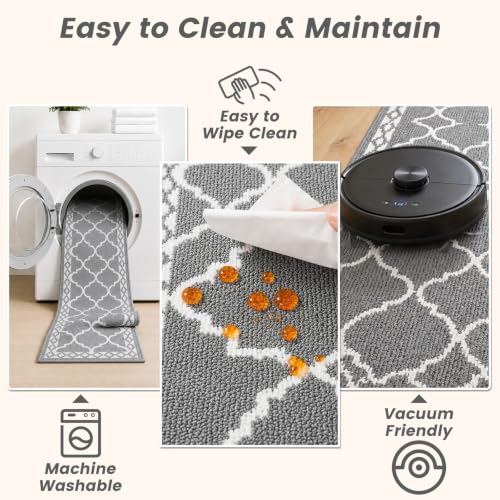 3 Piece Kitchen Rugs, Non Slip Waterproof Mats for Home(Grey) - color: Grey, size: 3-SET