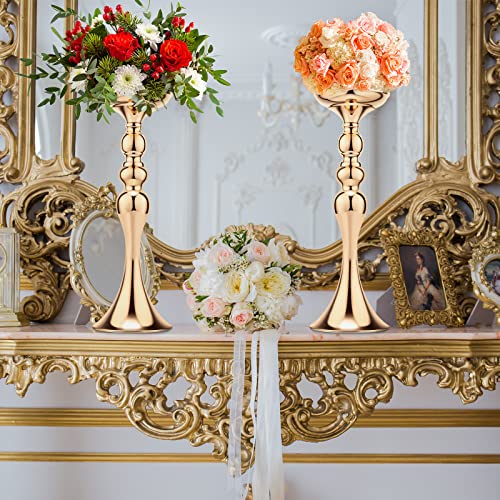 Sadnyy 16 Pcs Gold Metal Flower Vase, 15 Inch Wedding Table Centerpieces - color: Gold, size: 15 Inch