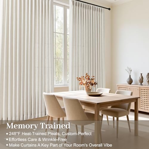 60 Inch Extra Width Pinch Pleated Sheer Linen Curtains Light Filtering - color: Natural, size: 60"W x 90"L (Pack of 1)