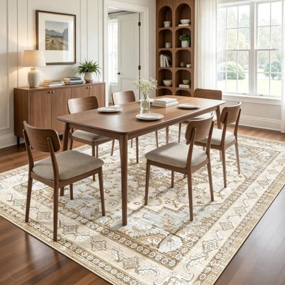 Area Rugs 5x7 Washable Non-Slip Boho Rug for Living Room, Beige Tan - color: Beige Tan, size: 5' x 7' (Rectangular)