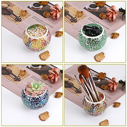 OwnMy 6PCS Mosaic Glass Tea Light Holders Round Bowl Votive Candle Holders - color: Multicolor Set