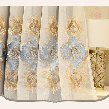 Amidoudou 1 Pair European Double Layer Curtains with Sheer Curtains for Living Room Bedroom Luxury Embroidered Blackout Curtains (Dark Gray,52x96 Inch) - color: Dark Gray, size: 52"W x 96"L (Pack of 2)