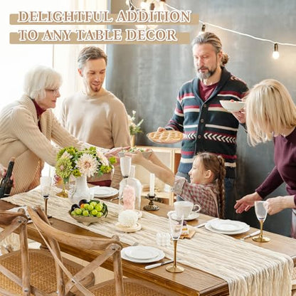 Cheesecloth Table Runner, 10 Ft, Boho Rustic, Beige, 1 Pcs - color: Beige