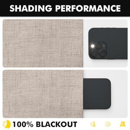 MIULEE 100% Blackout Linen Curtains for Bedroom 42 x 90 Inch Beige 2 Panels - color: Beige, size: 42"W x 90"L (Pack of 2)