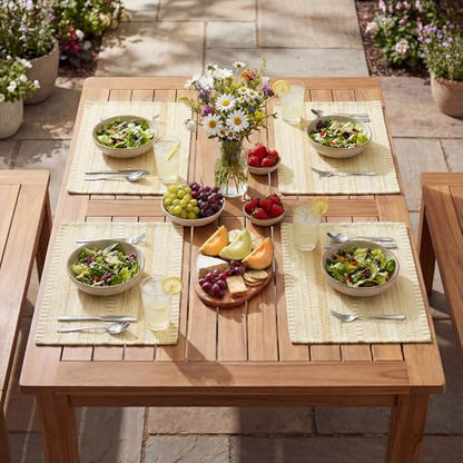 Artoid Mode Burlap Brown Woven Braided Stripe Placemats Set of 4-12x18 Inch - color: Burlap Brown, size: 12" x 18", 4 Pcs