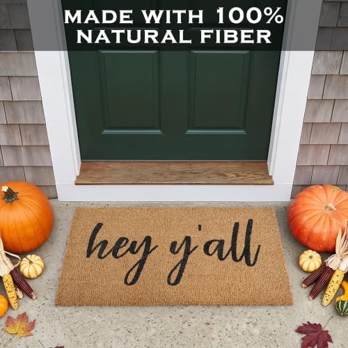 Hey Y'all Door Mat 30x17 Inch, Funny Welcome Mat Coir Door Mat - size: 17 x 30 inches (Rectangular)