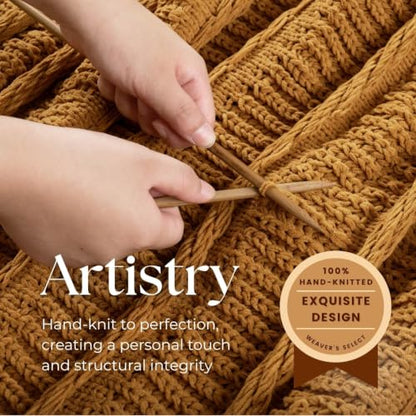 Boho Knitted Chenille Blanket with Tassels - Lightweight & Soft All-Season Throw - 3D Classic Pattern for Living Room Bedroom Couch, Amber Brown, Queen 90"x90" - color: Amber Brown, size: Queen