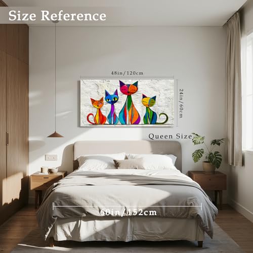 imjiayu Abstract Wall Art for Living Room Geometric Cat Paintings 24"x48" - color: Geometric Kitten, size: 48"L x 24"W