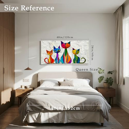 imjiayu Abstract Wall Art for Living Room Geometric Cat Paintings 24"x48" - color: Geometric Kitten, size: 48"L x 24"W