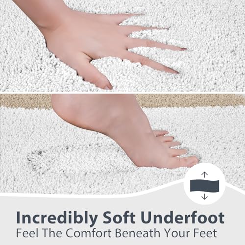 anllugs Bathroom Rugs, 30" x 46" Soft Bath Rugs, Beige & White - color: Beige & White, size: 30" X 46"
