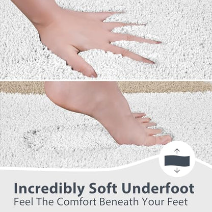 anllugs Bathroom Rugs, 24" x 60" Soft Bath Rugs, Beige & White - color: Beige & White, size: 24" X 60"