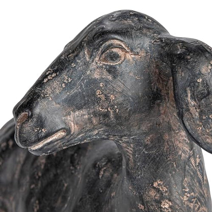 Creative Co-Op Resin Lying in Rest Goat Accent Décor with Cast Iron Finish, Black - size: 8-3/4"L x 4"W x 5-3/4"H