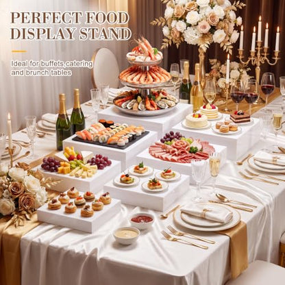 Leinuosen 7 Pcs Large Acrylic Buffet Risers, 8-14" Square, White - color: White, size: 8" to 14", style: Short Square