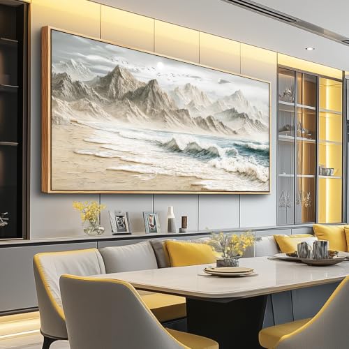 FUHAIHUA Canvas Wall Art for Living Room Large Wall Decor for Office Bedroom Decorations Neutral Mountain Beach Landscape Pictures Abstract Painting Artwork Wall Mural Aesthetic Home Decor 30x60 in - color: Neutral Mountain Beach Landscape Canvas Wall Art