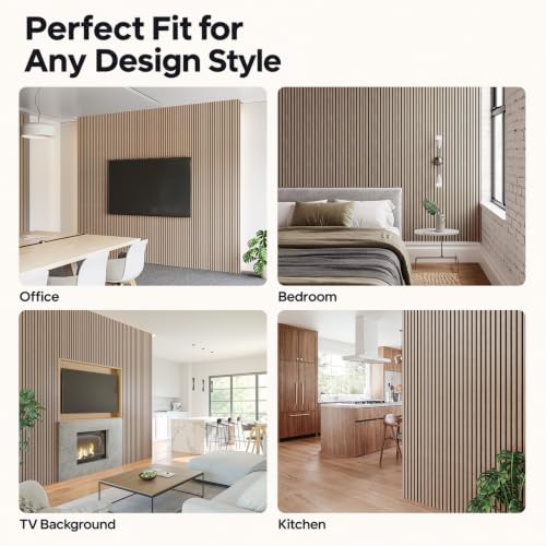 SMARTSTANDARD 4 Pack 106" x 12.6" Wood Slat Wall Panels, Walnut - color: Walnut, size: 106" x 50.4"