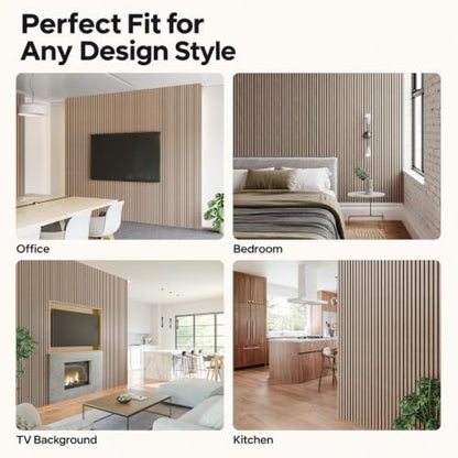 SMARTSTANDARD 4 Pack 106" x 12.6" Wood Slat Wall Panels, Walnut - color: Walnut, size: 106" x 50.4"