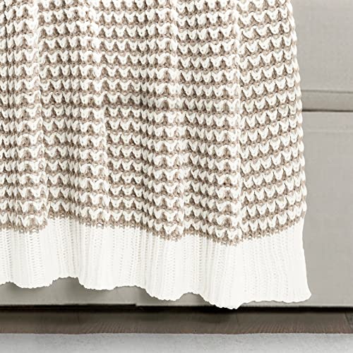 Lush Decor Chic and Soft Knitted Throw Blanket Single 50" W x 60" L Neutral - Neutral Throw Blankets for Bed - Couch Blanket - Soft Blankets - color: Neutral