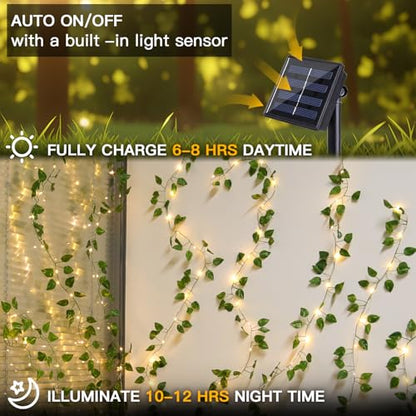 suddus Solar Pothos String Lights 33ft 100LED Vines with Lights Warm White - color: Pothos, size: 33Ft*1pack