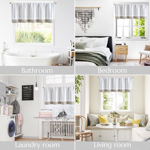 jinchan Stripe Linen Window Valance Curtain, 50x16, 1 Panel, Blue - color: Nautical Striped Blue on White, size: 50"W x 16"L (Pack of 1)
