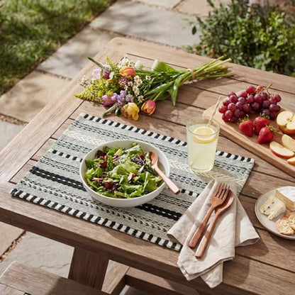 Artoid Mode Black Woven Braided Stripe Placemats Set of 4-12x18 Inch - color: Black, size: 12" x 18", 4 Pcs