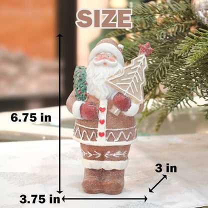 Gingerbread Santa Claus Figurines Gingerbread Christmas Decorations Indoor Resin Santa Figurines Decor Christmas Kitchen Table Party Decorations