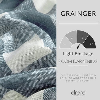 Grainger Buffalo Check Blackout Window Curtain, Chambray - 52" W x 95" L - color: Chambray, size: 52"W x 95"L (Pack of 1)