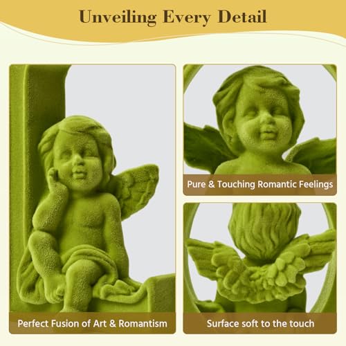 4 Sets Cupid Statue with Soft Velvet Finish Wedding Gift, Green - color: Cupid-green