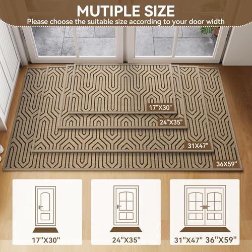 Front Door Mat Outside Entrance Non-Slip Doormat Brown 17"x30" - color: A- Brown, size: 17"x30"