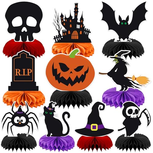 Halloween Table Decorations, 10Pcs Spooky Honeycomb Centerpieces - style: Black Halloween Style