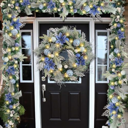 WANNA-CUL Pre-Lit 6ft Silver Blue Christmas Garland with 30 LED Lights - color: 01-sliver Blue
