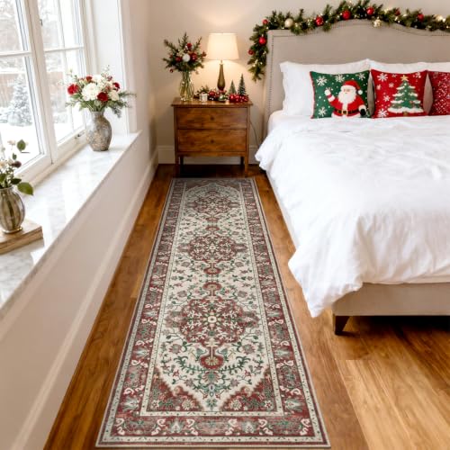U'Artlines 2' x 8' Christmas Hallway Runner Rug, Non Slip Accent Rug, Red - color: Christmas Red, size: 2' x 8' (Runner)