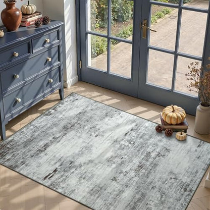 Toneed 3x5 Washable Non Slip Area Rugs for Bedroom Living Room, Grey - color: Light Neutral Gray, size: 3' x 5' (Rectangular)